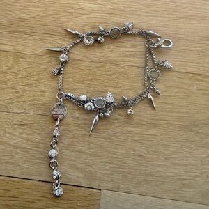 henri bendel Silver-Tone Multi-Charm Spike Bracelet